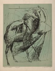 Ducmelic, Zdravko. Figuras y caballo, serigrafa 1963. 40 x 31 cm. c/funda