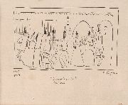 Figari, Discusin en la comisaria, dibujo a la tinta, Paris 1925. Con fotocopia
