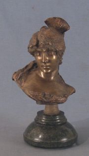 CARPEAUX, Jean Baptiste.  Busto femenino bronce