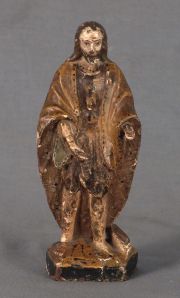 San Jos, talla de madera policromada (pequeas saltaduras). Siglo XVIII. Alto: 19 cm.