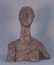 MACCHI, Aurelio. Cabeza de mujer, escultura de bronce.