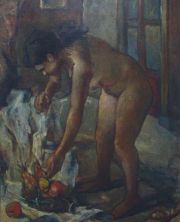 CLETO CIOCCHINI, Desnudo, leo sobre hardboard  (92 x 115 cm.)