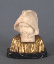 GENNAIS. Busto de nia, bronce y mrmol, numerada