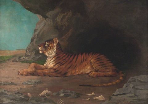 HQUET, Digenes. Tigre, leo sobre tela de 60 x 45 cm. (Con documentacin)