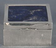 Caja de plata inglesa de la casa Harvey, de G.B & Sons, tapa de lapislzuli