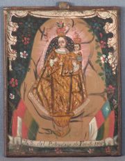 Virgen de Tarata, leo sobre chapa