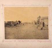 Vista del paso del Molino y Plaza Independencia, dos fotografias albuminadas editadas por Galli y Cia. en 1875 a travs