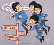 Beatles, Croc ,Hippies, celuloide de animacin (Animation Cell), recreacin  de los Cartoons Series The Beatles del