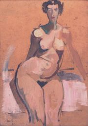 Scotty, Desnudo, leo sobre cartn, 48 x 68 cm