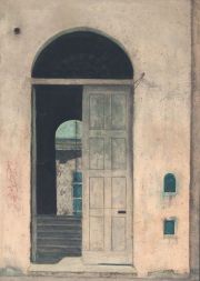 GEBER, Roma 'La puerta madre', leo 50 x 70 cm. Al dorso cert.de aut. de Logard