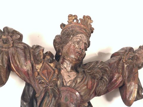 Santa mrtir, talla madera policromada veneciana, siglo XVII