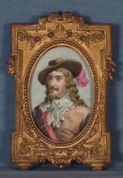 AGUSTIN. N. Retrato Carlos Eduardo I, miniatura marco de bronce.