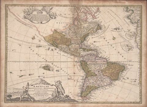 Mapa Amrica septentrional y meridional. Enmarcado.