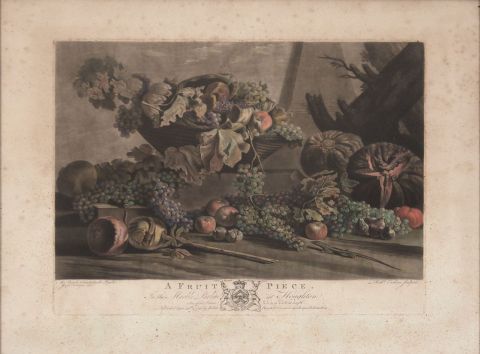 Boydell, Grabados ingleses, frutas y hojas, cert. al dorso