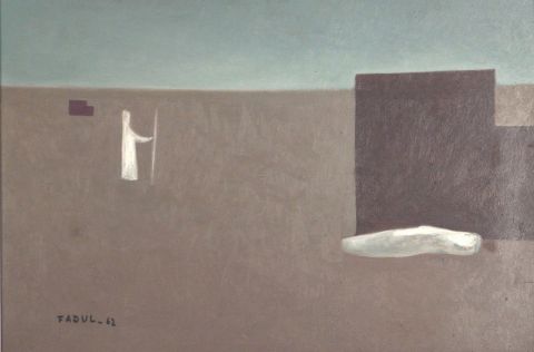 FADUL, Angel 'Figura en el paisaje', leo s/hardboard. (1962)