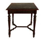 Mesa estilo Luis XVI, cuadrada, tapa mrmol negro - 7128