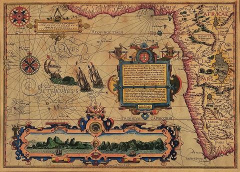 Amrica y Africa, mapas, grabados coloreados