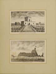Carahue en 1881, 4 litografas de Pech, ao 1881, en dos marcos.