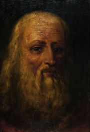 Annimo. Retrato de Leonardo Da Vinci, leo sobre madera
