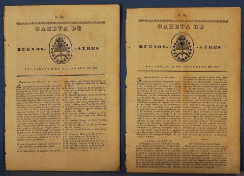 Impreso Diario Gazeta de Bs.As, Sbado 13 de Diciembre de 1817 + Impreso Diairo Gazeta de Bs.As, Sb 20 de