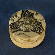 Caja japonesa circular de marfil, geisha, averas (16)