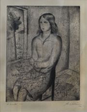 SOLDI, Ral. La Finestra, grabado, prueba de artista. Firmado y fechado 1928.