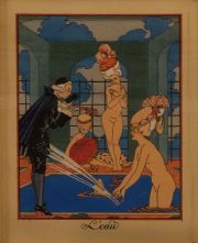 Barbier, Georges (1882-1932). 'L'eau' y 'Les colombes familires'. Pochoirs. 1920. (2)