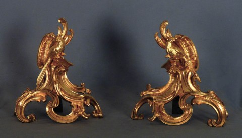 Chenets de bronce con pajaros (2)