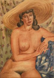 Larco, Jorge 'Desnudo femenino', acuarela.