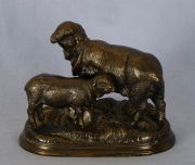 Moignez, Jules, ovejas, escultura en bronce.