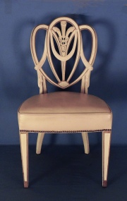 Jansen, sillas laquueadas y doradas, respaldo c/3 plumas (12) -66