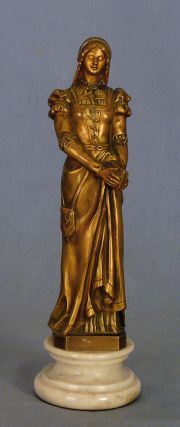 VIBERT 'Figura con misal', escultura bronce, base de mrmol.