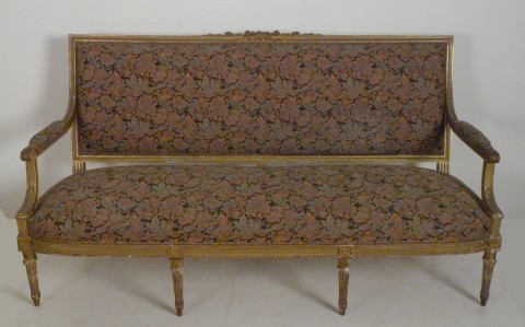 Sofa estilo Luis XVI, tapizado floreado. -4-