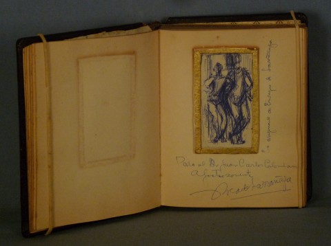 Libro con firmas de artistas y dedicatorias a Juan C. Colombano: M. Mujica Lainez, J.Otero,N.Garca Uriburu, R.Guitelzon