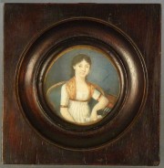 Retrato femenino, miniatura circular.