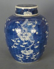 Ginger jar con tapa de porcelana china blue and white con doble circulo -37-