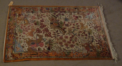 Alfombra Tabriz Persa, lana y seda 125 x 79 cm.