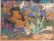 Filip, Dimetrio, Jardn, leo pastel, Ao 1975 de 25 x 32 cm. Al dorso cachet de Galera Rubbens.