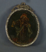 Relicario, Virgen con Nio, al dorso Santo con Nio -438 medalln