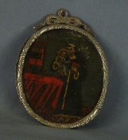 Relicario, Virgen con Nio, al dorso Santo con Nio -438 medalln