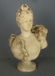 Busto de Diana , firmado Bracony, escultura de mrmol.-95-