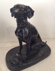 Dos perros, escultura de bronce. Iniciales A. J. -183-