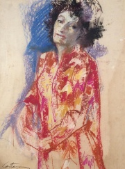 Castagnino, Juan Carlos 'Figura de Mujer', pastel sobre cartn original.