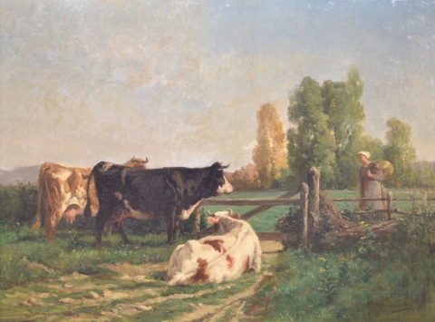 Vacas y pastora, leo Hamman.