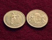 Dos monedas Hungaras de oro 10 KORONAS. Ao 1892