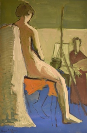 Raquel Alvarez 55 'En el Atelier', tmpera 42 x 28 cm.