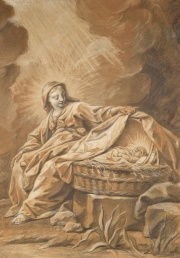 La Virgen y El Nio, pastel, atribuido a Jean Restout