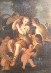 Escena clsica, leo sobre tela Siglo XVIII - XIX. Annimo. 40 x 32 cm