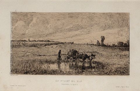 Appian, Adolphe, 'Le Champ de Ble' aguafuerte 10 x 19