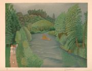 Kwiatkowski, Jean, Paisaje, litografía color 231/400, sello al dorso. 51 x 66 cm. c/funda